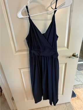 Navy Blue Girls' Sleeveless One-Piece Dress